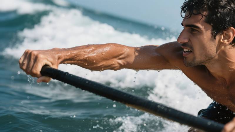 划桨者奋力前行图片