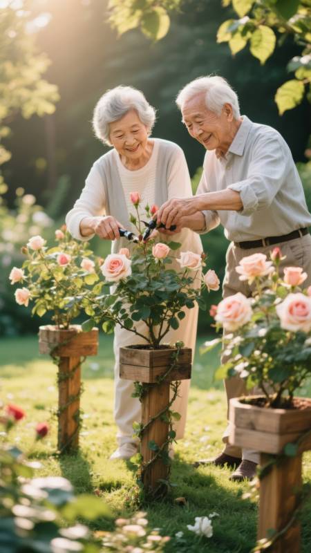 夕阳下的园艺时光图片