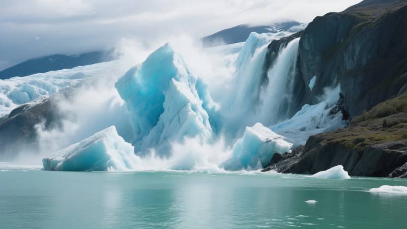 冰川崩塌瞬间图片