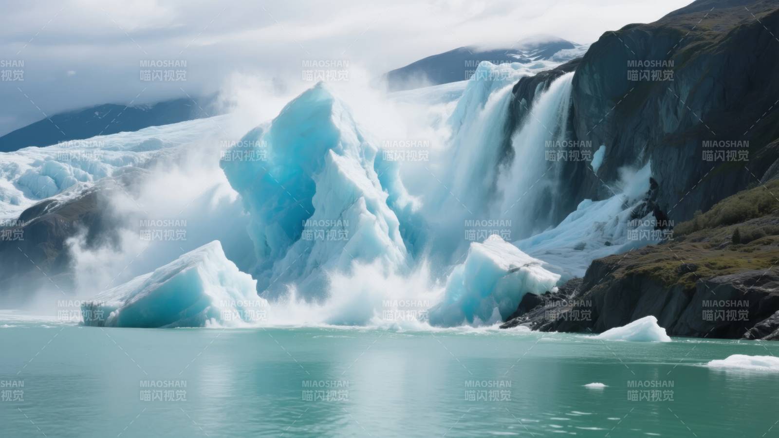 冰川崩塌瞬间图片