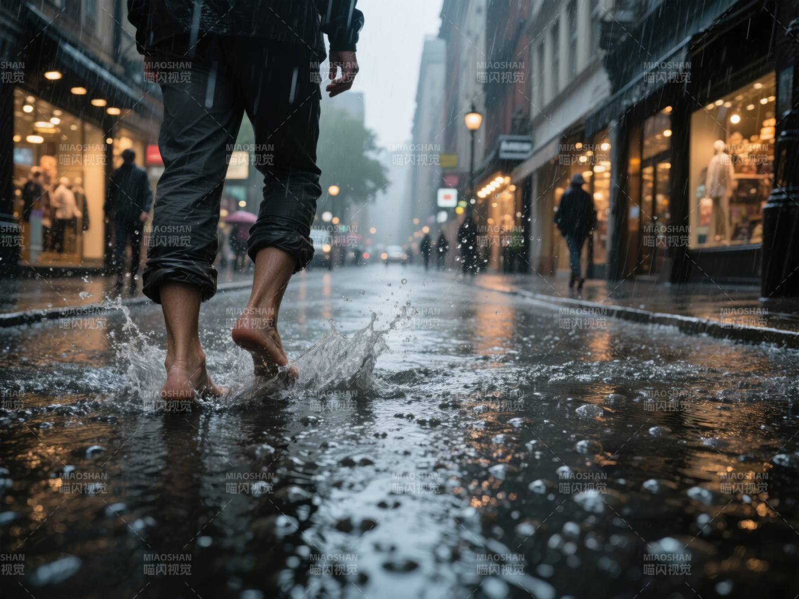 雨中赤脚行图片