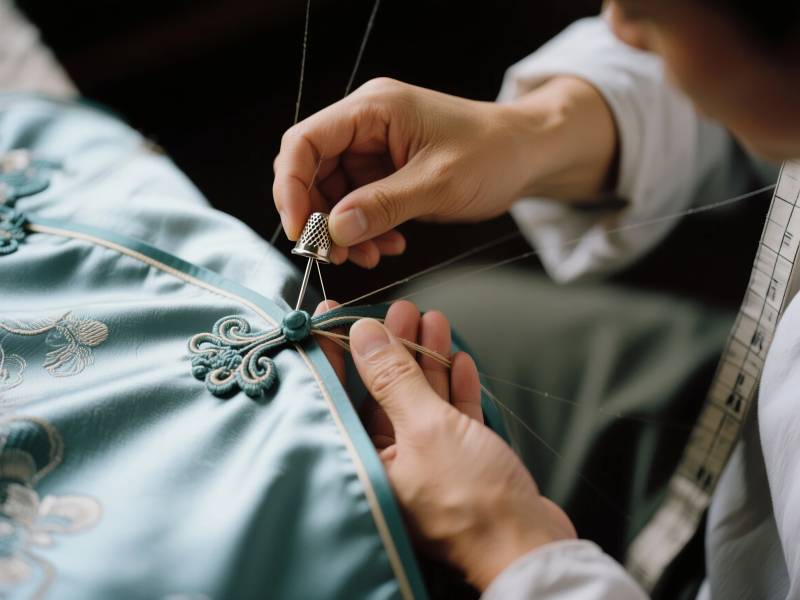 手工缝制传统服饰图片