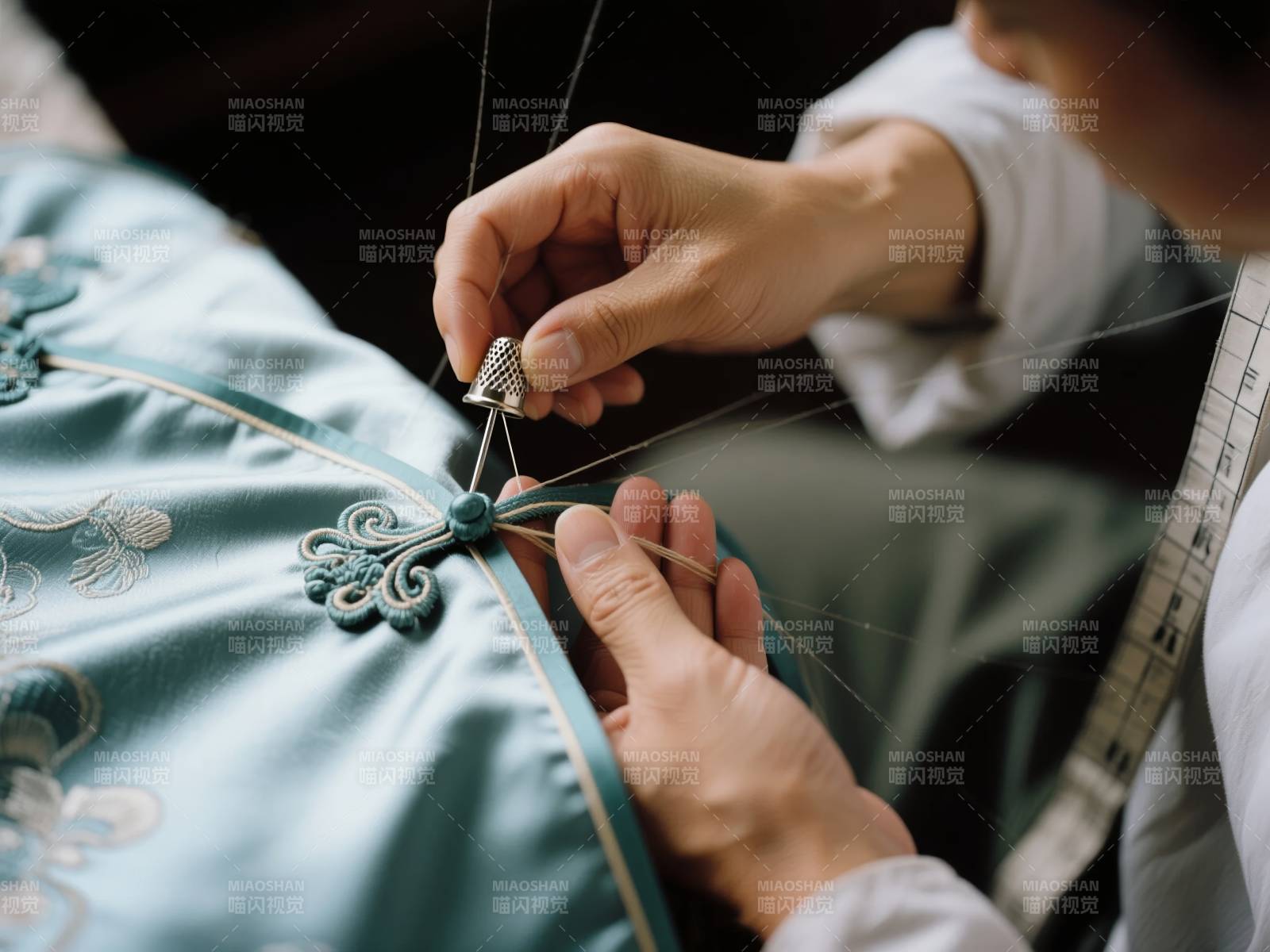 手工缝制传统服饰图片