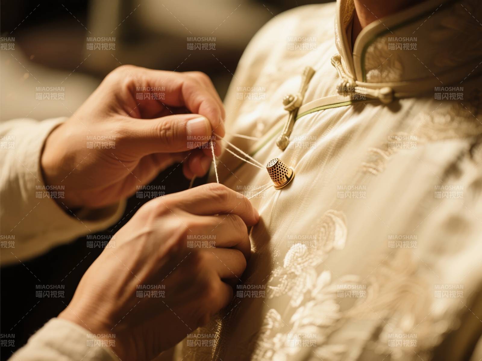 手工缝制传统服饰图片