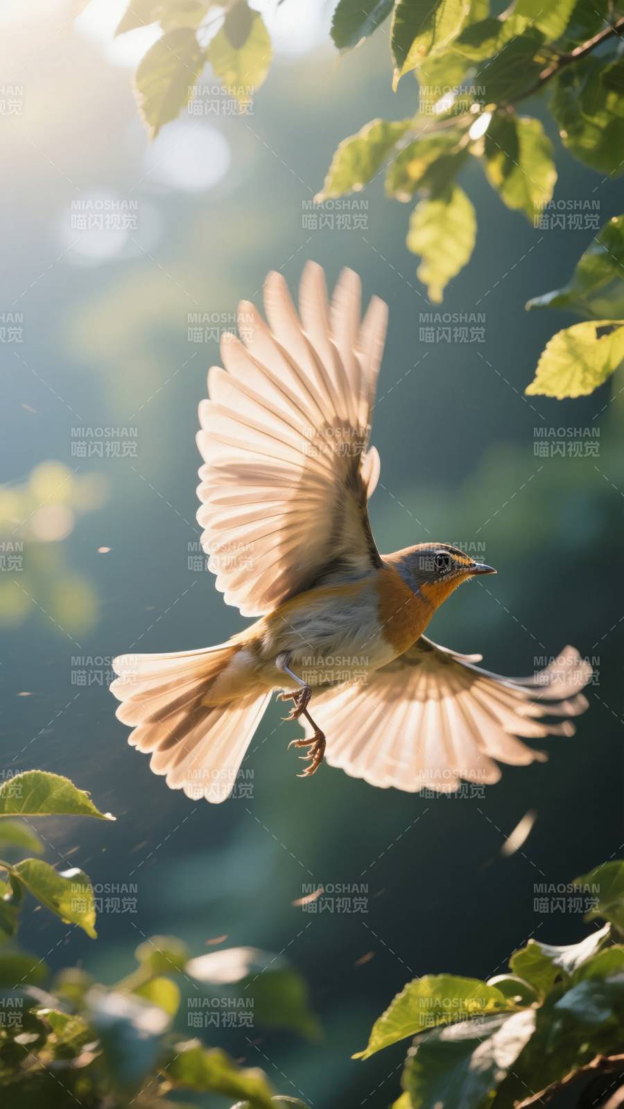 飞鸟掠林间图片