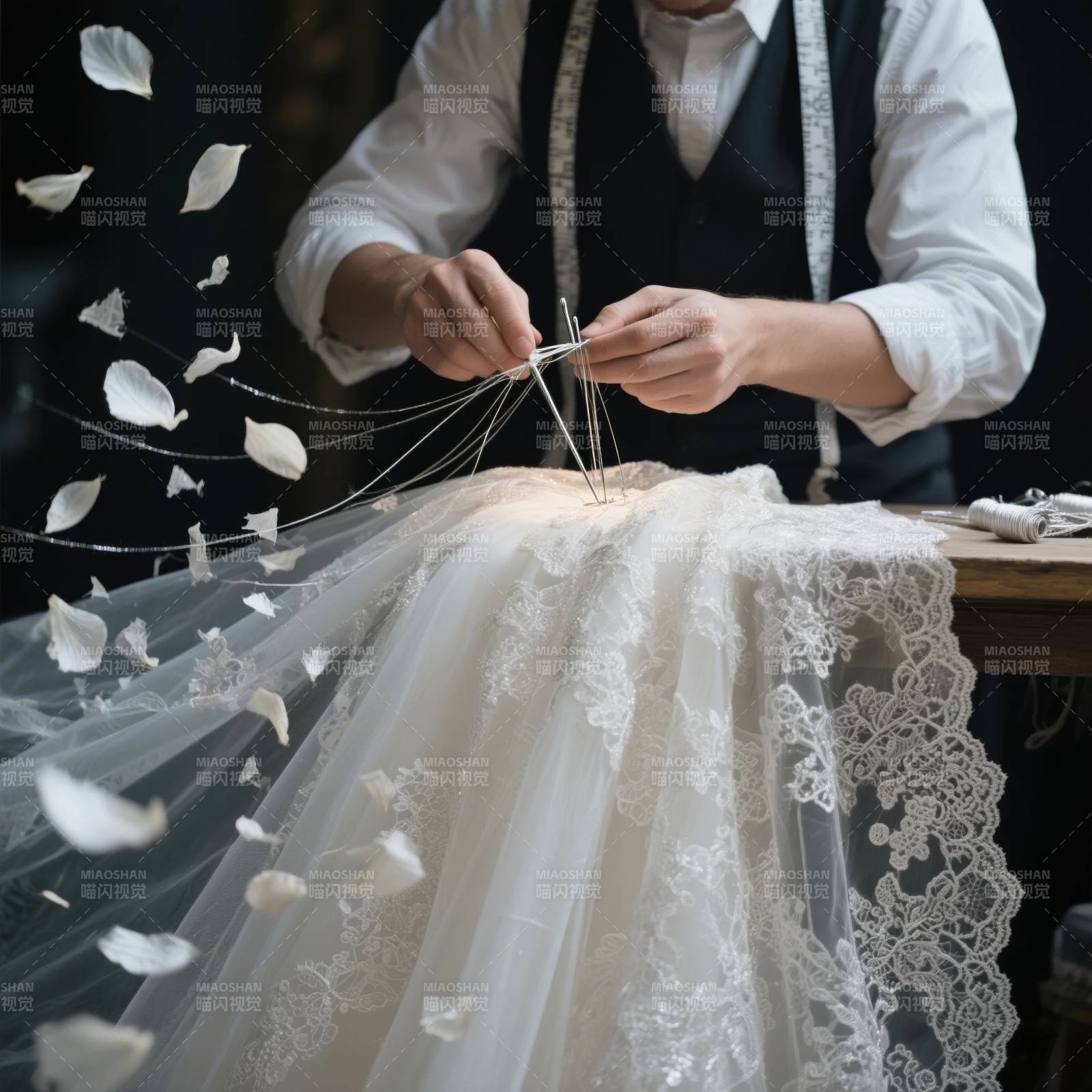 匠心缝制婚纱图片