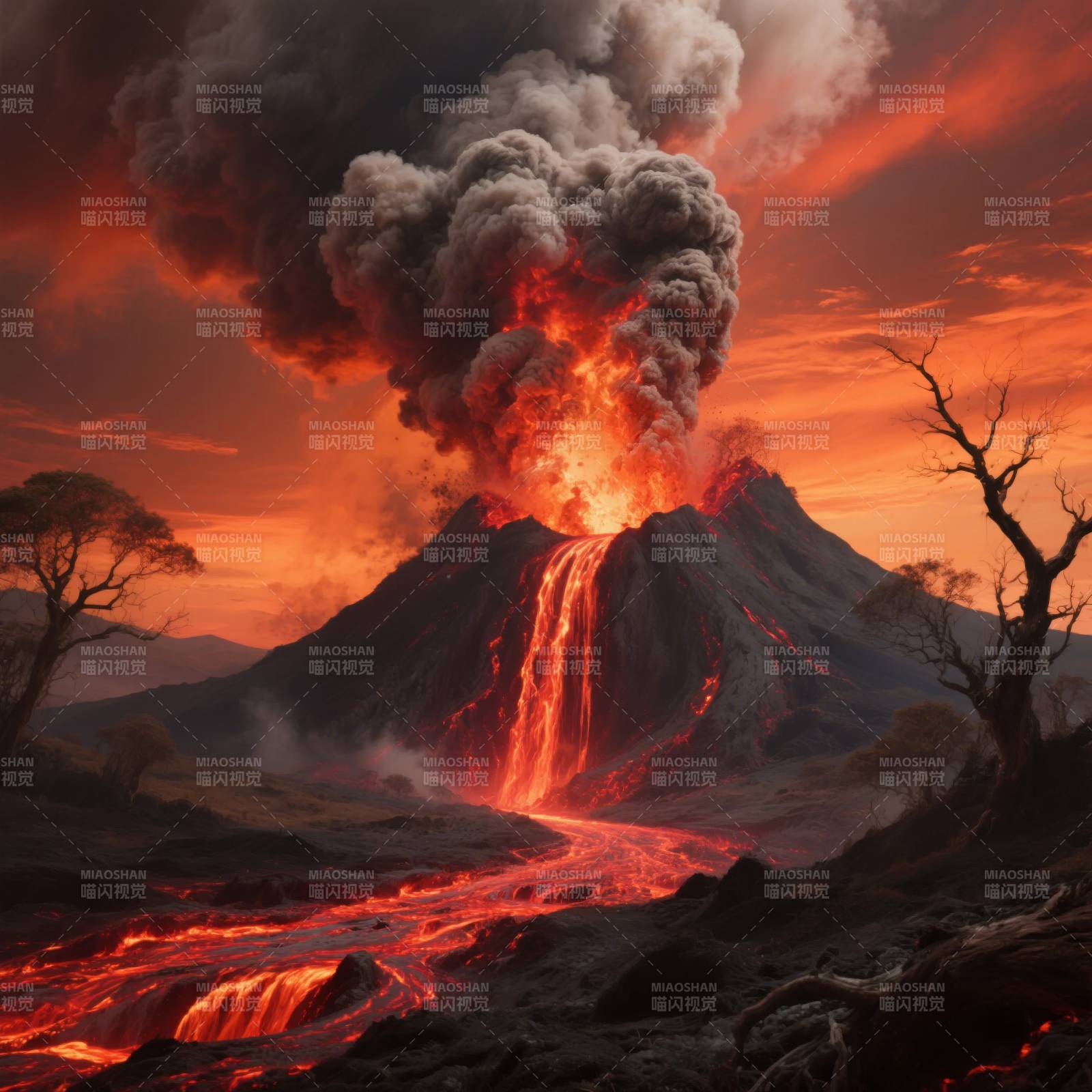 火山喷发 熔岩奔流图片