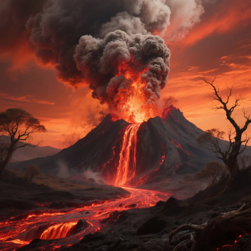 火山喷发 熔岩奔流图片