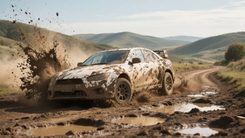 泥地飞驰的赛车图片