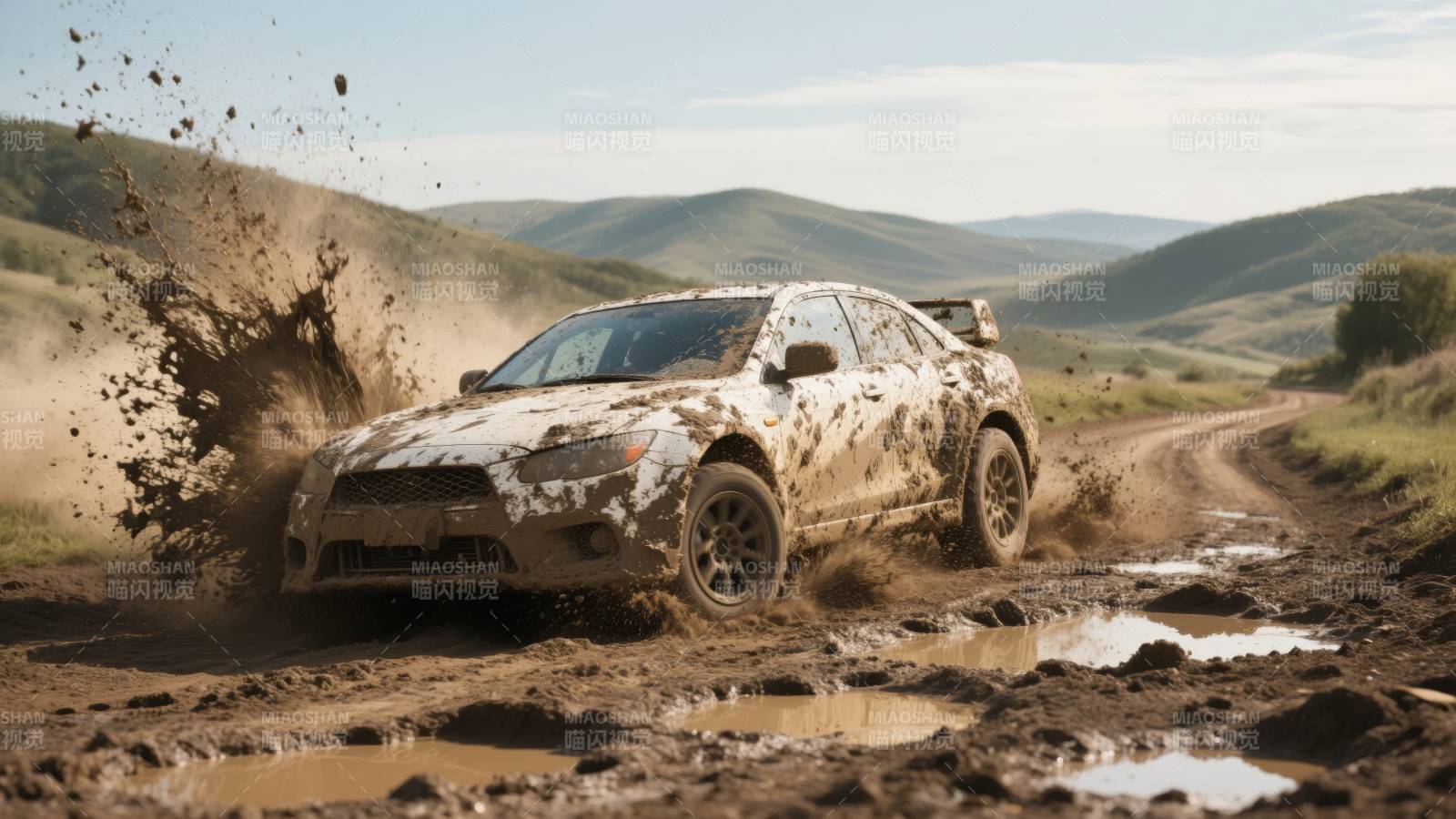 泥地飞驰的赛车图片