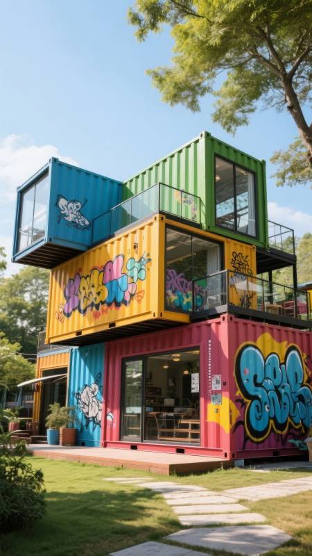 彩绘集装箱咖啡馆图片