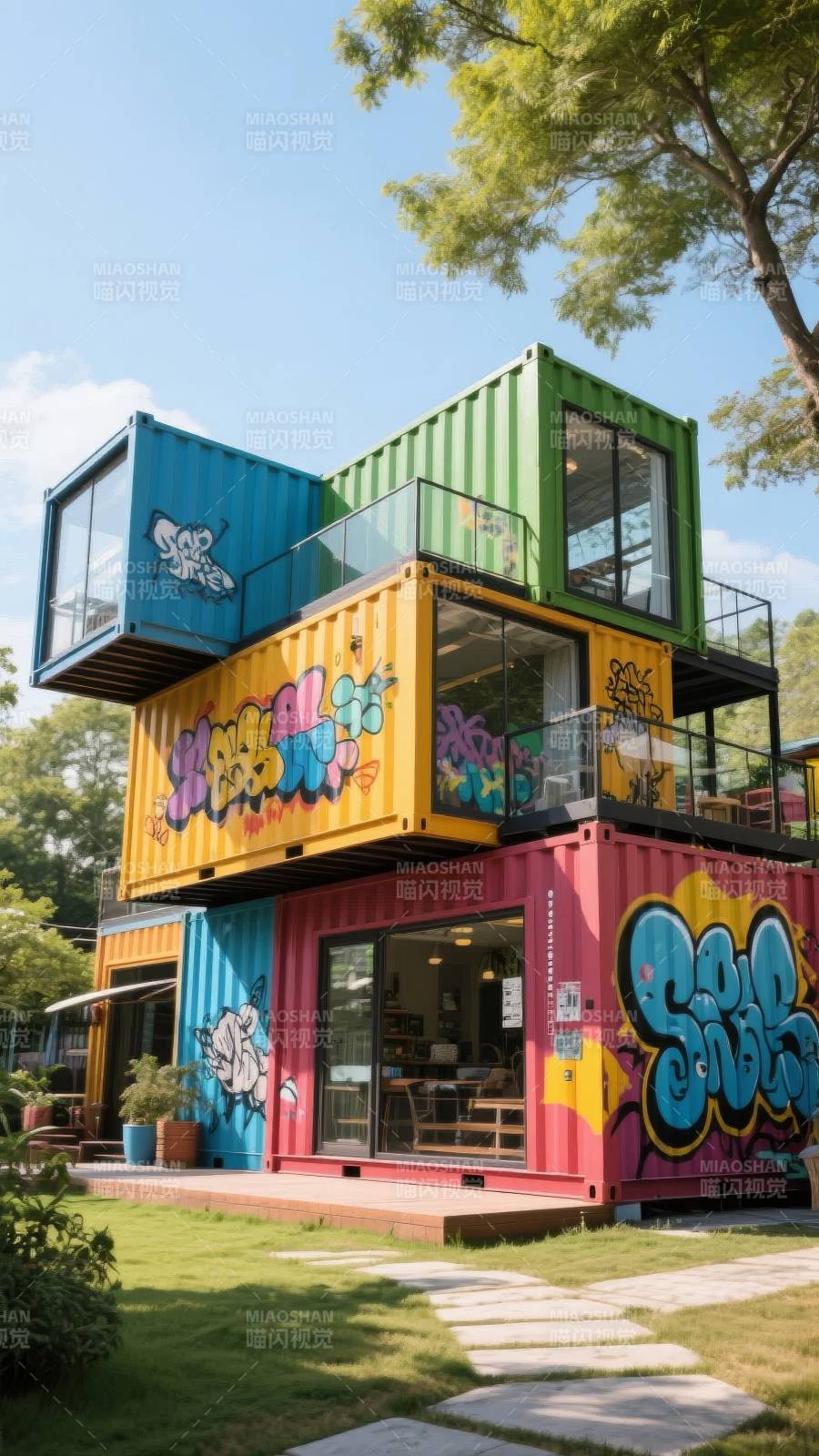 彩绘集装箱咖啡馆图片