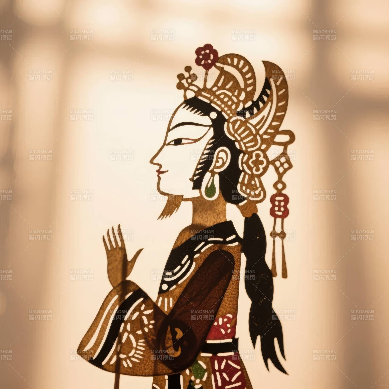 皮影美人侧影图片