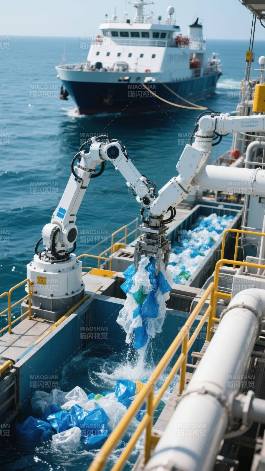海洋垃圾清理作业图片