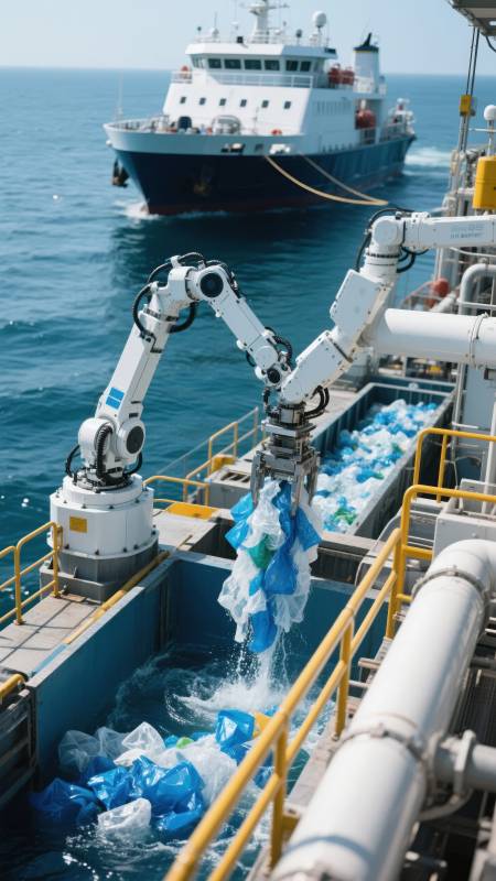 海洋垃圾清理作业图片