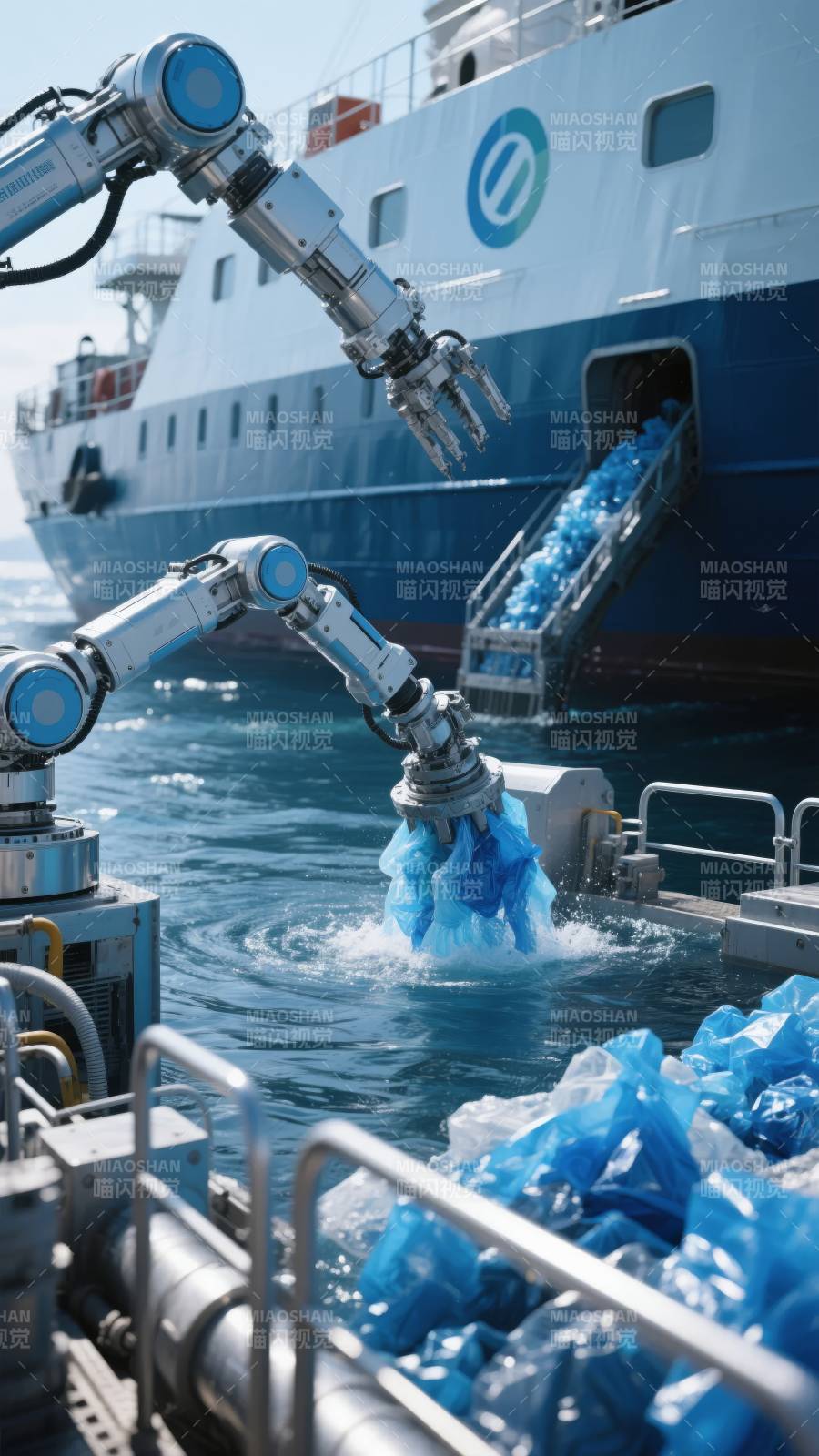 海洋机器人清理垃圾图片
