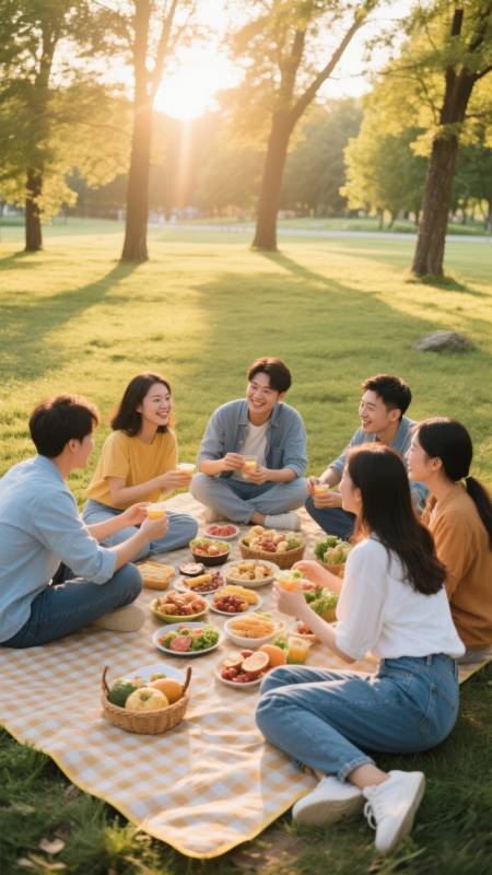 阳光下的野餐时光图片