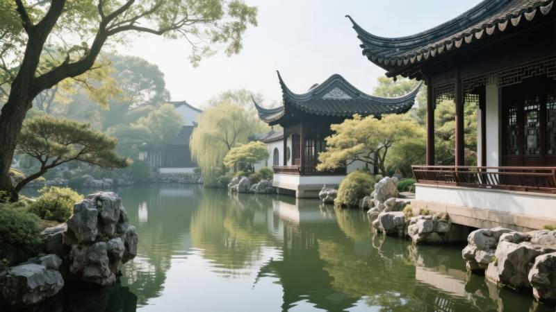 江南园林水景图片