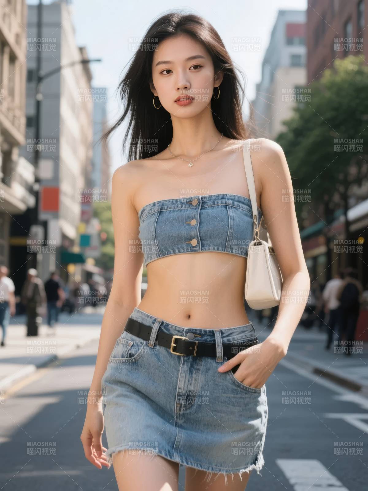 街头时尚牛仔风图片