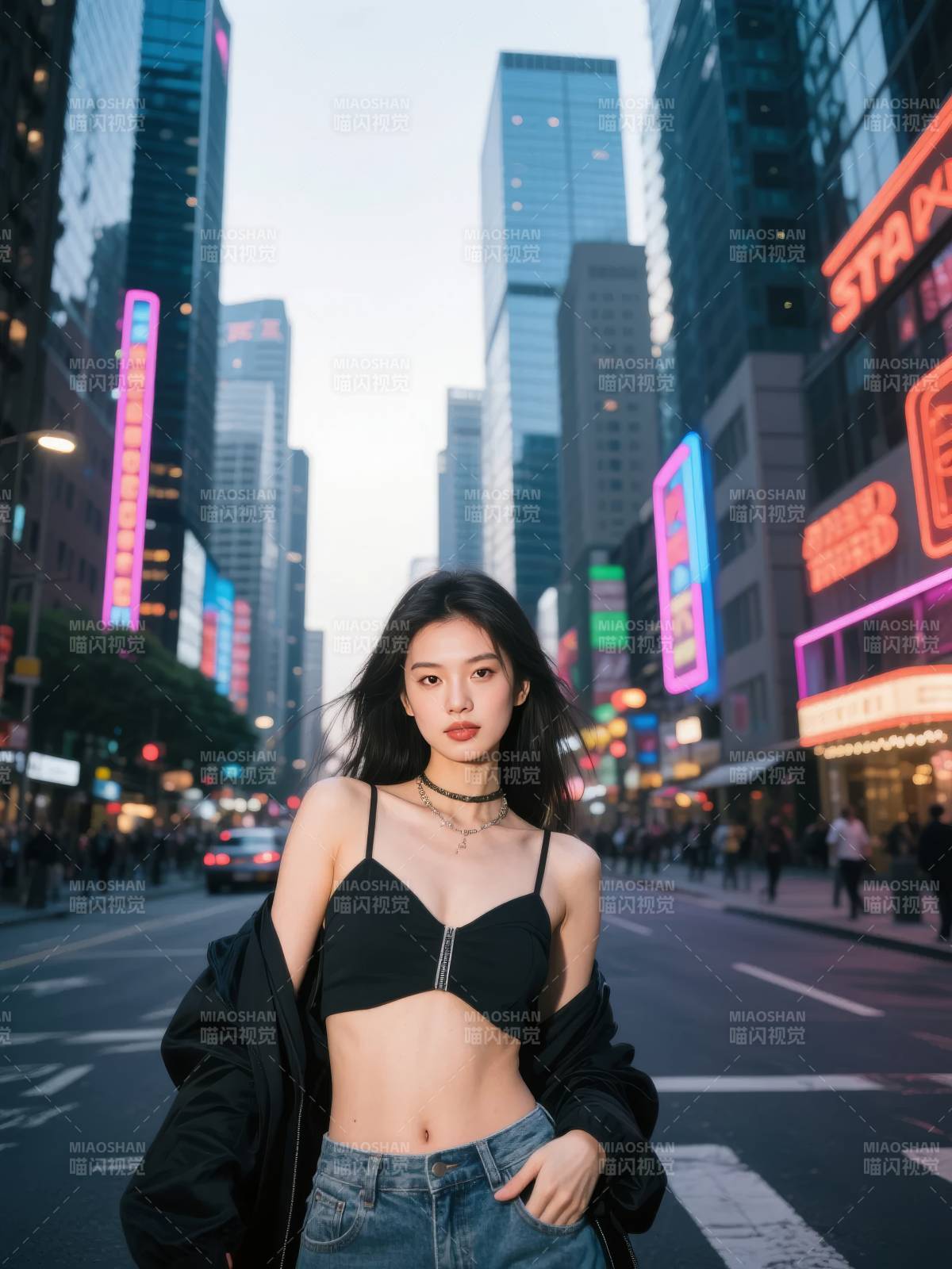 都市夜景时尚街拍图片