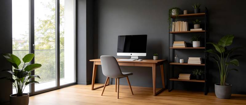 现代简约书房一角图片