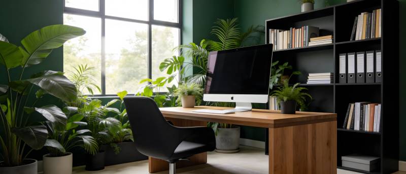 绿意盎然的办公角落图片