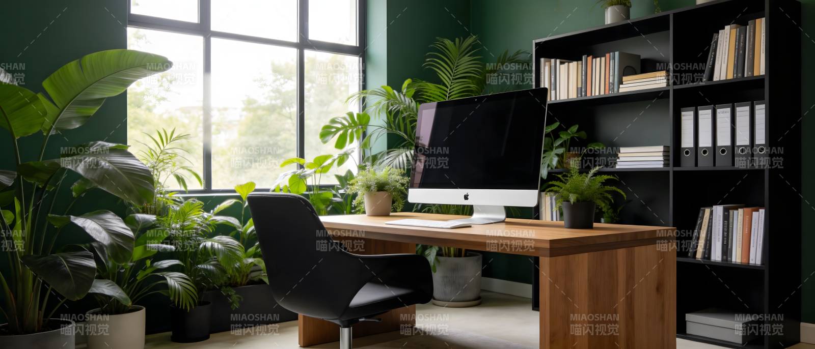 绿意盎然的办公角落图片