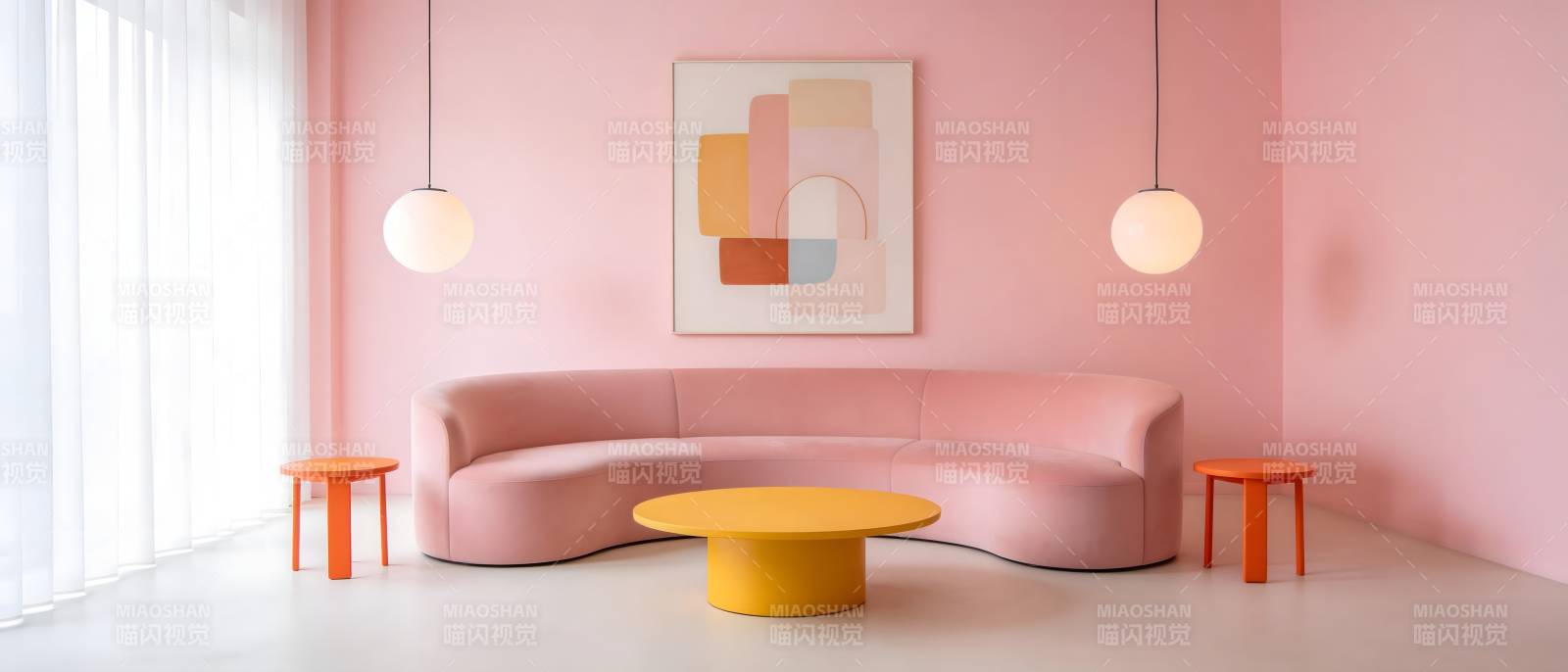 粉色客厅设计图片