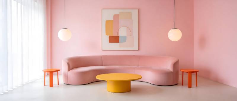 粉色客厅设计图片