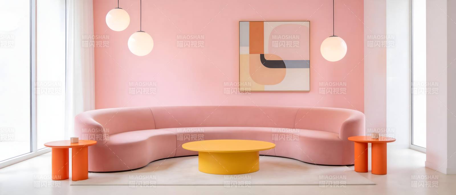 粉色客厅设计图片