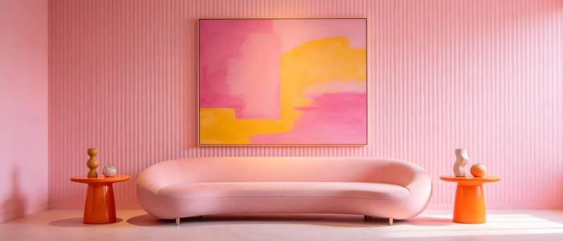 粉色客厅艺术装饰图片