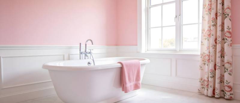 粉色浴室温馨一角图片