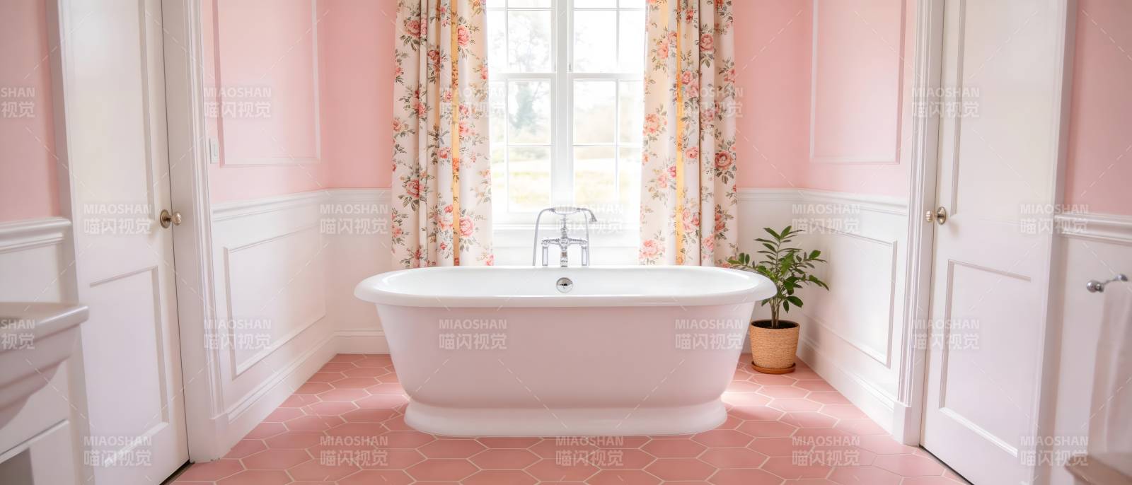 粉色浴室温馨雅致图片