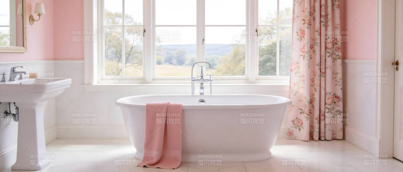 粉色浴室温馨雅致图片