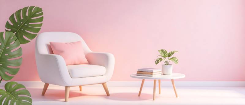 粉色客厅静谧一角图片