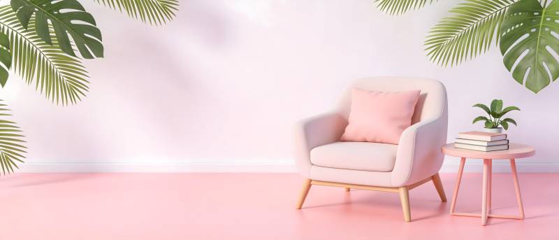 粉色客厅一角图片