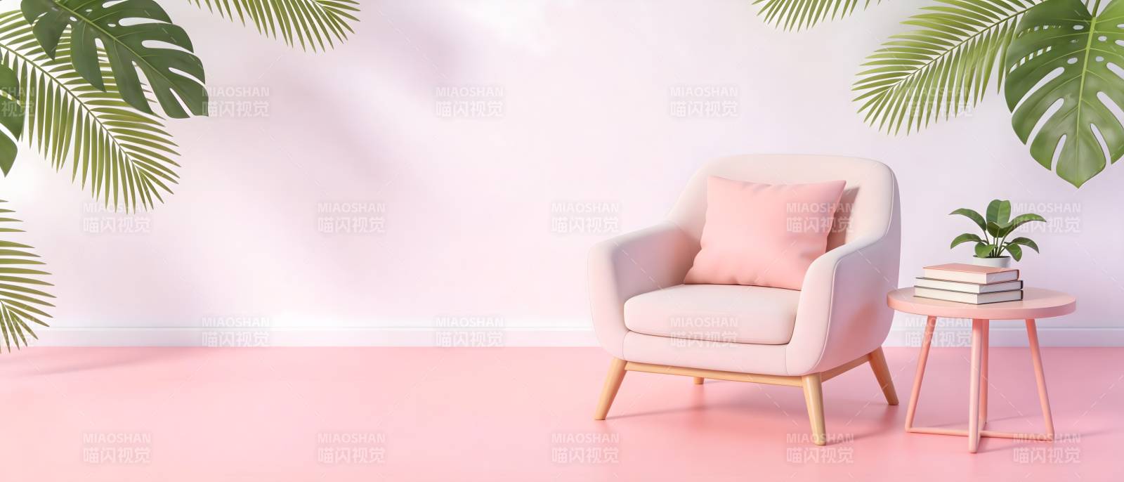 粉色客厅一角图片