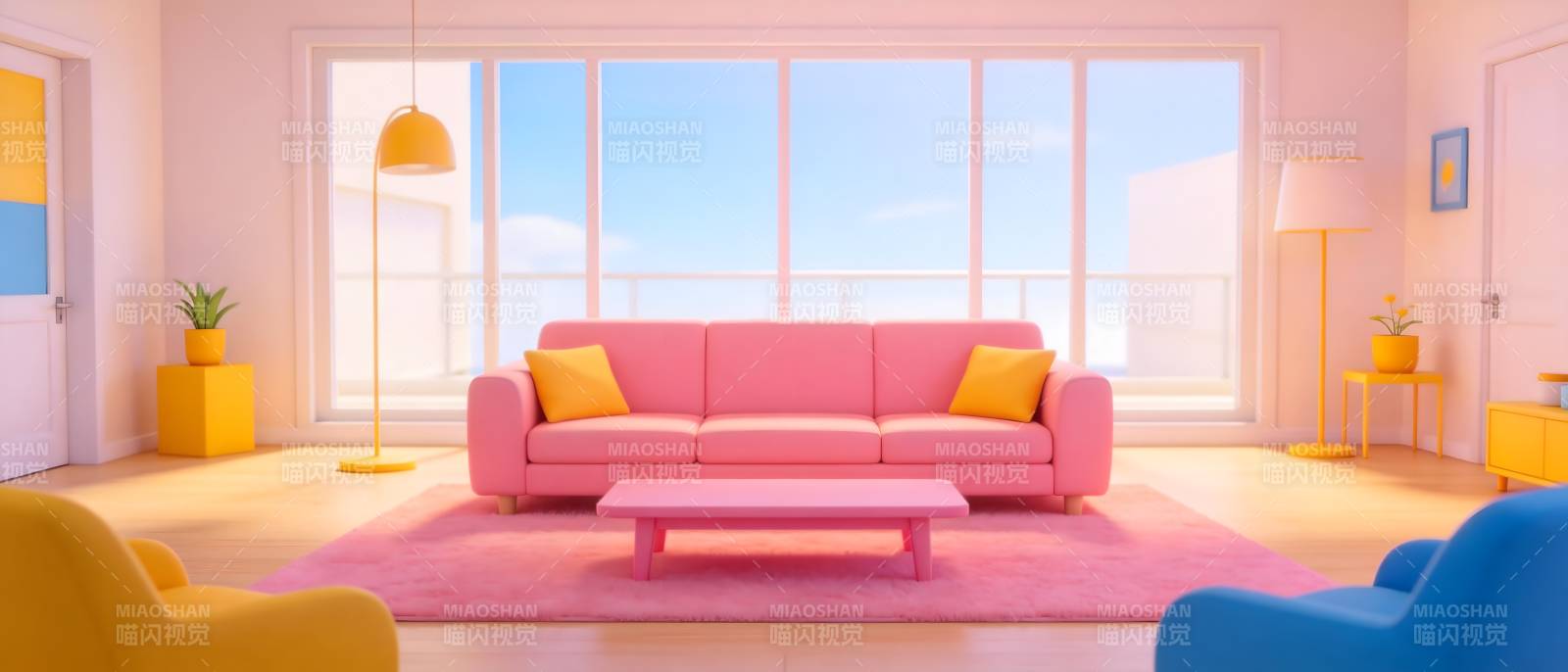 粉色客厅温馨舒适图片