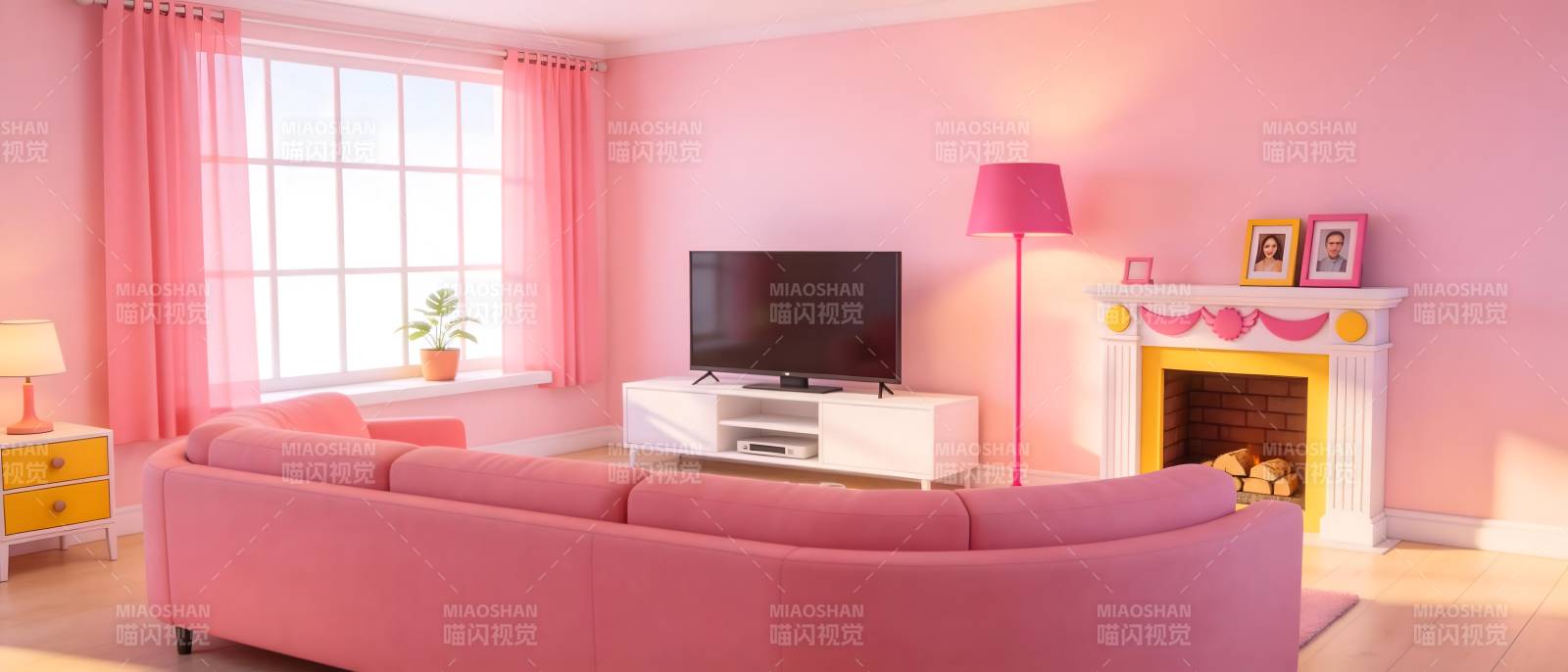 粉色梦幻客厅图片