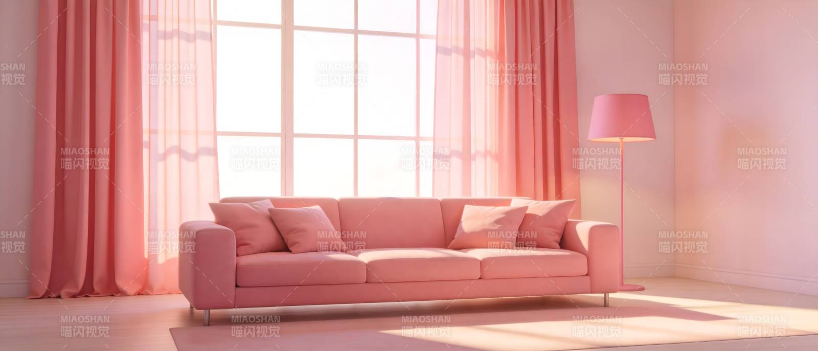 粉色客厅温馨一角图片
