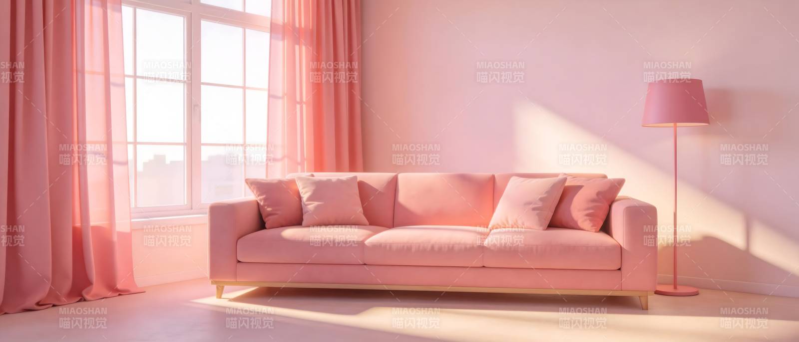 粉色客厅温馨一角图片