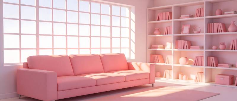 粉色客厅温馨一角图片