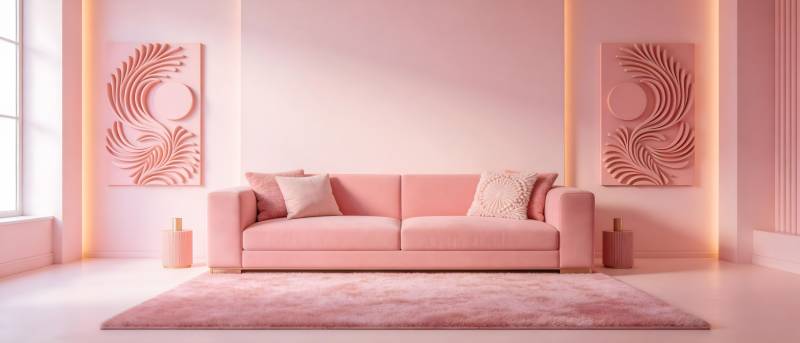 粉色客厅设计图片