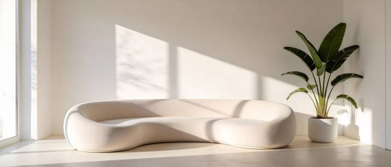 极简沙发与绿植图片