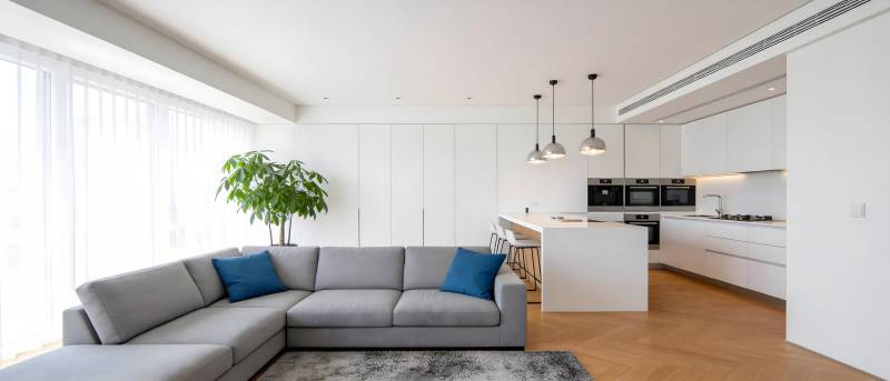 现代简约客厅厨房图片