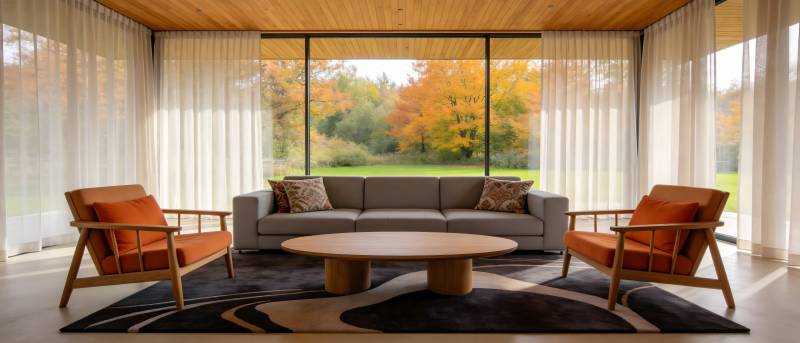 现代客厅秋景图图片