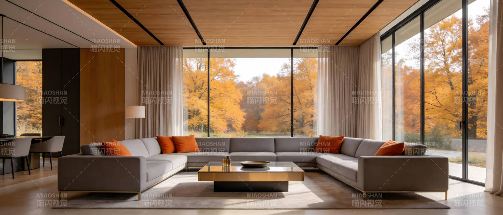 秋日客厅美景图片