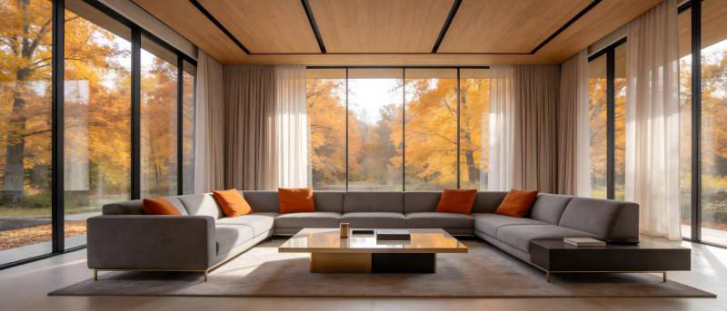 秋日客厅美景图片