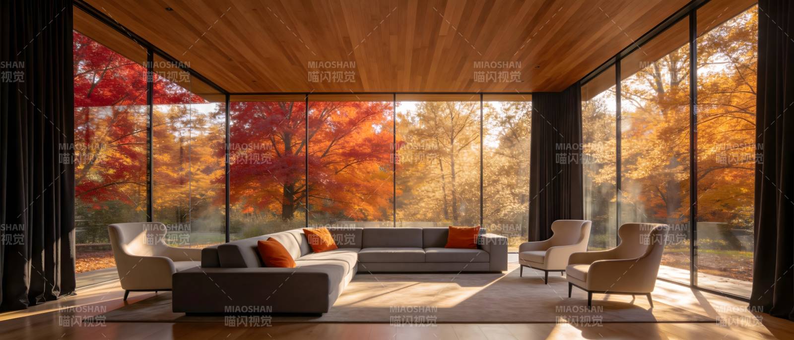 秋日客厅美景图片