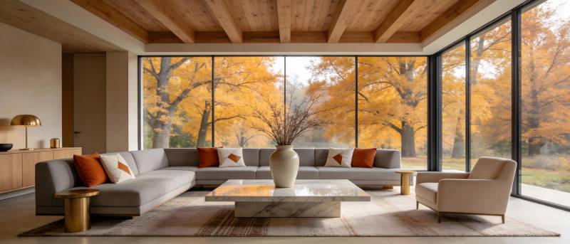 秋日客厅美景图片